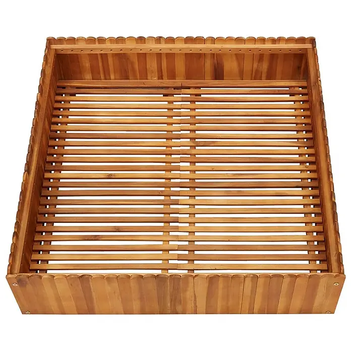 Furnicato Hochbeet - 100 x 100 x 25 cm, Holz, Braun - Quadratischer Pflanzkasten aus Akazienholz mit Lattenrostboden und -seiten.