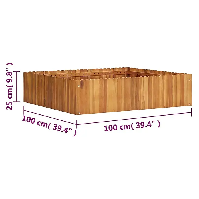 Furnicato Hochbeet - 100 x 100 x 25 cm, Holz, Braun - Quadratisches, hellbraunes Hochbeet aus Holz mit Lattenseiten und gewelltem Oberrand.