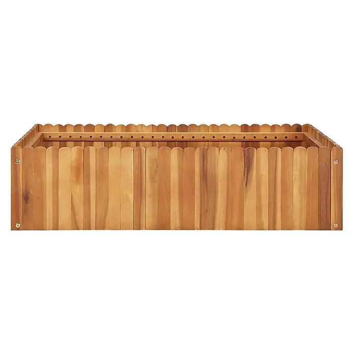 Furnicato Hochbeet - 100 x 100 x 25 cm, Holz, Braun - Rechteckiges Pflanzgefäß aus Naturholz mit Lattenwänden und wellenförmigem Rand.