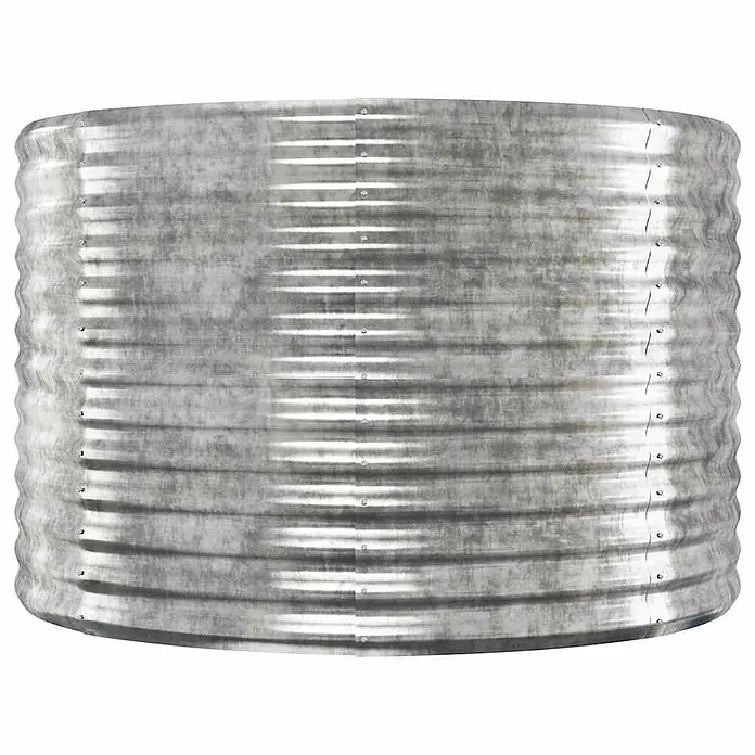 Furnicato Hochbeet - 100 x 100 x 68 cm, Stahl, Silber - Runder, gewellter Tank oder Pflanzgefäß aus verzinktem Metall.