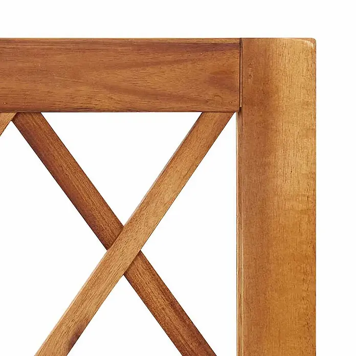 Furnicato Hochbeet Akazien-Massivholz geölt - 55 x 28 x 100 cm, Holz, Braun - Nahaufnahme eines Holzmöbelstücks mit gekreuzter Lamellenstruktur in natürlichem Braun.