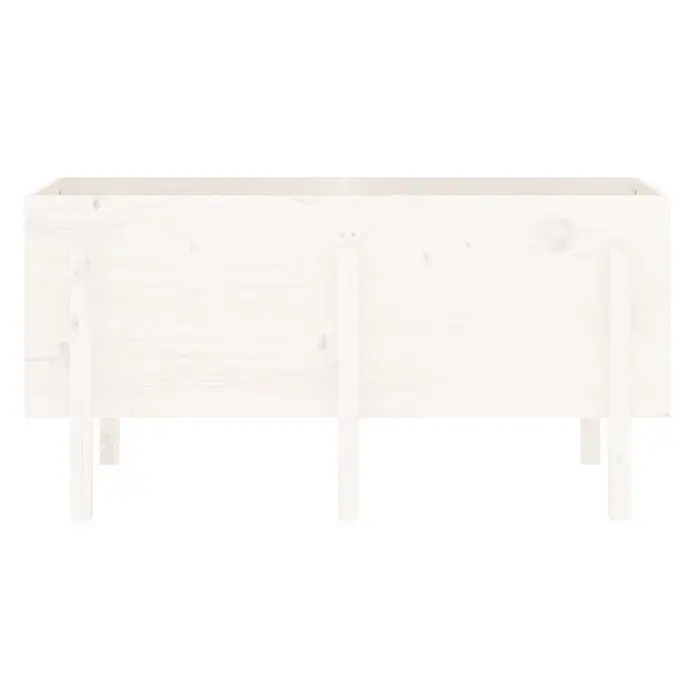 Furnicato Hochbeet - 50 x 121 x 57 cm, Holz, Weiße Kiefer - Weißer Holz-Pflanzkasten mit Stützfüßen.