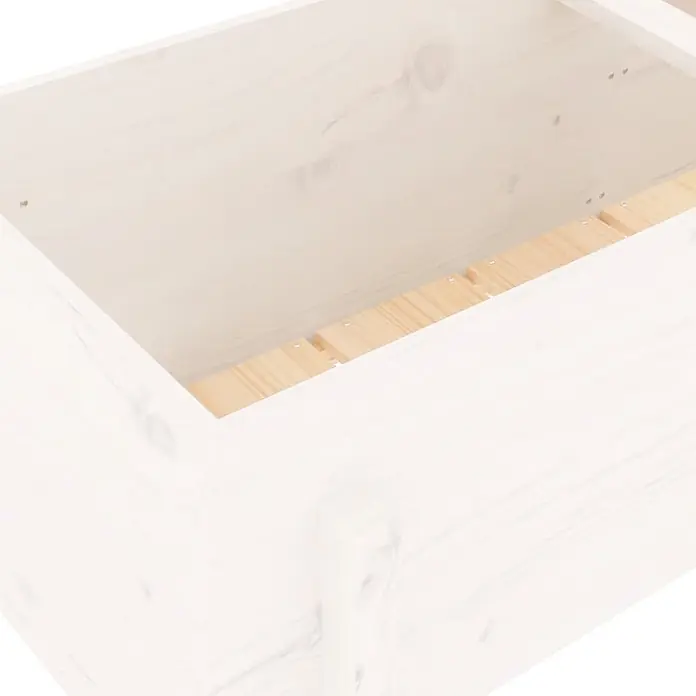 Furnicato Hochbeet - 50 x 121 x 57 cm, Holz, Weiße Kiefer - Offener weiß lasierter Kiefernrahmen mit Lattenrost aus Naturholz für Bett oder große Schublade.