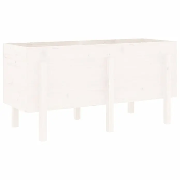 Furnicato Hochbeet - 50 x 121 x 57 cm, Holz, Weiße Kiefer - Rechteckiger Pflanzkasten aus weißem Holz auf kurzen Beinen.