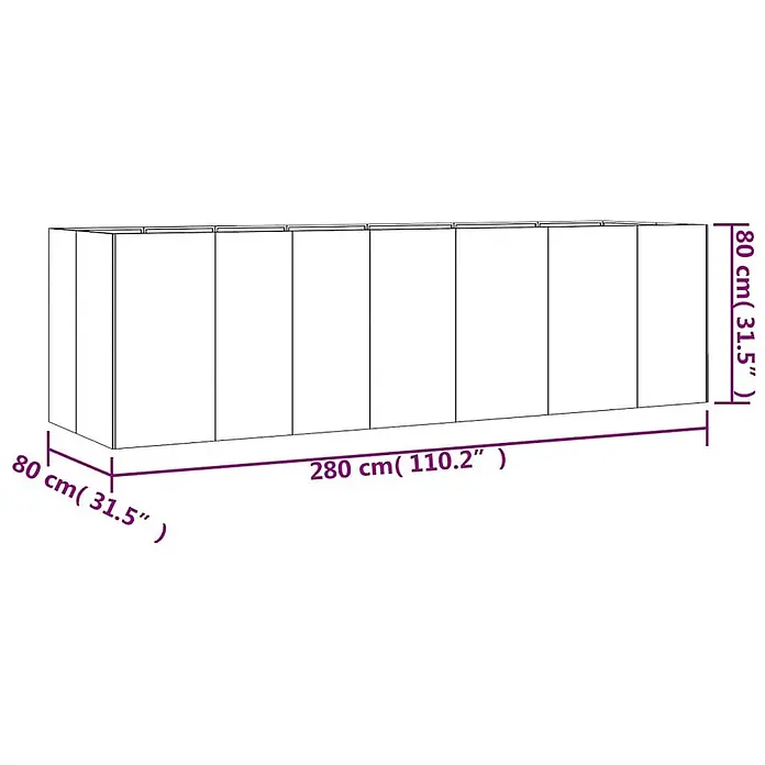 Furnicato Hochbeet aus Cortenstahl 280 x 80 x 80 cm -  - Weißer Mehrzweckschrank mit mehreren Türen, 280x80x80 cm.