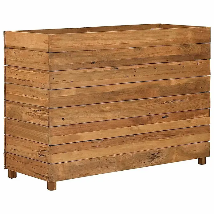 Furnicato Hochbeet - 40 x 100 x 72 cm, Holz, Braun - Rechteckiger rustikaler hölzerner Blumenkasten mit kurzen Beinen.