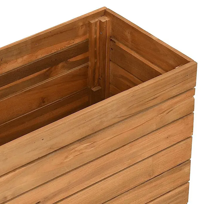 Furnicato Hochbeet - 40 x 100 x 72 cm, Holz, Braun - Rechteckiger Pflanzkübel aus hellem Naturholz mit Lamellenwänden.