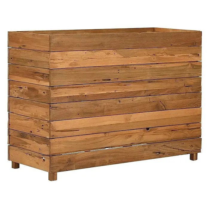 Furnicato Hochbeet - 40 x 100 x 72 cm, Holz, Braun - Rechteckiger Pflanzkübel aus recycelten Holzplanken, Naturholz-Finish, auf kurzen Beinen.
