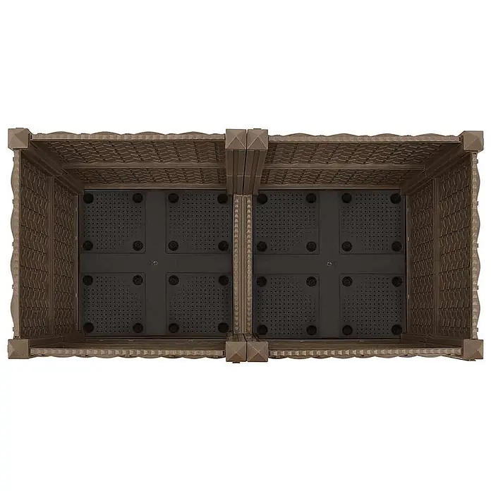 Furnicato Hochbeet - 80 x 40 x 38 cm, Kunststoff, Braun - Braunes, modulares Kunststoff-Hochbeet mit sichtbarem internem Drainagesystem, Draufsicht.