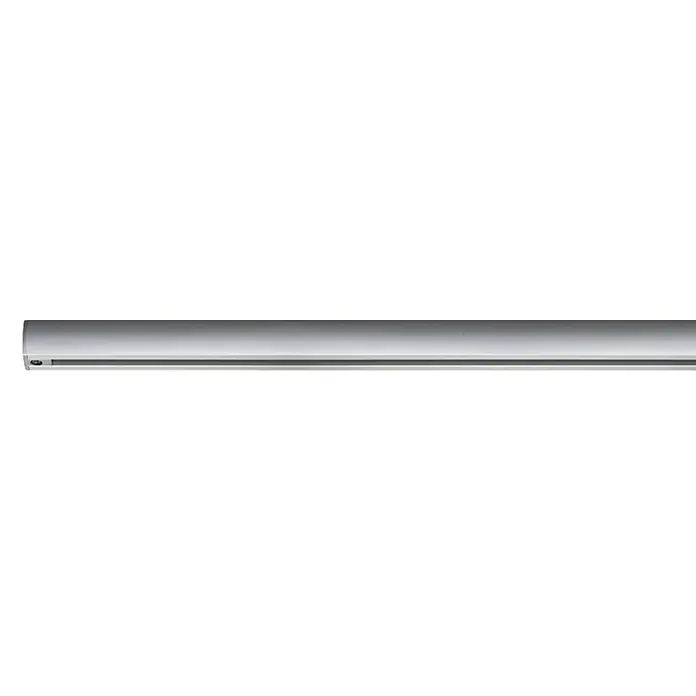 Paulmann URail Gleiter - 50 cm, Metall, Chrom matt - Eine Nahaufnahme einer silbernen Stromschiene, die sich horizontal durch das Bild erstreckt. Ideal für moderne Beleuchtungssysteme.