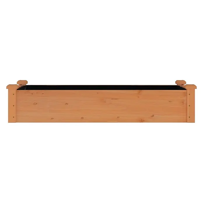 Furnicato Hochbeet - 120 x 45 x 25 cm, Holz, Braun - Heller Holzpflanzkasten mit schwarzer Auskleidung und dekorativen Pfosten.