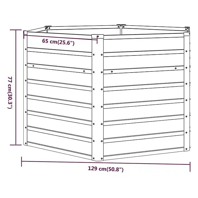 Furnicato Hochbeet - 129 x 129 x 77 cm, Stahl, Braun - Lamellen-Kompostbehälter mit Maßen: 129 cm Breite, 65 cm Tiefe und 77 cm Höhe.