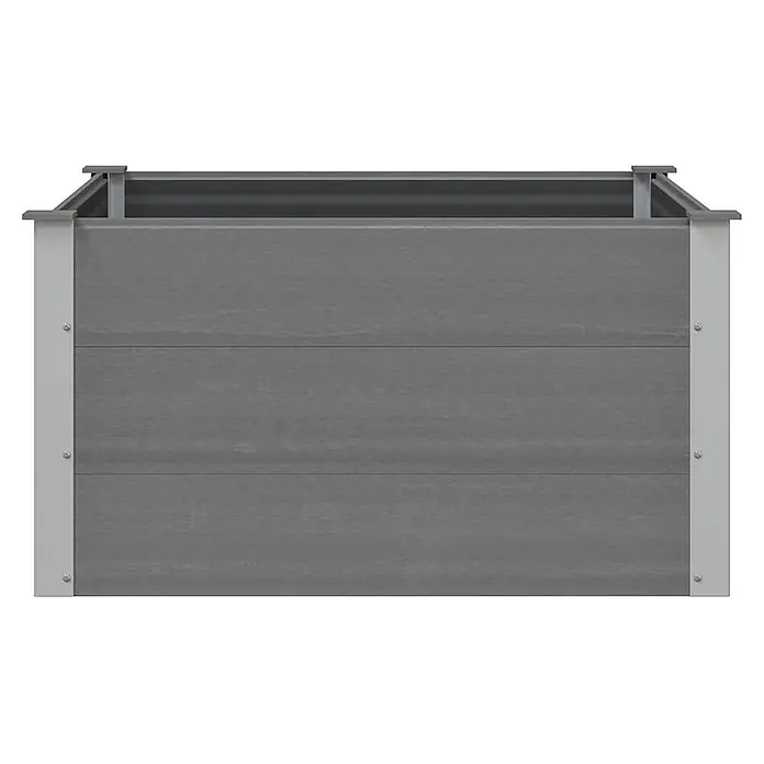 Furnicato Hochbeet - 100 x 100 x 54 cm, Verbundwerkstoff, Grau - Dunkelgraues Hochbeet mit hellgrauem Metallrahmen.