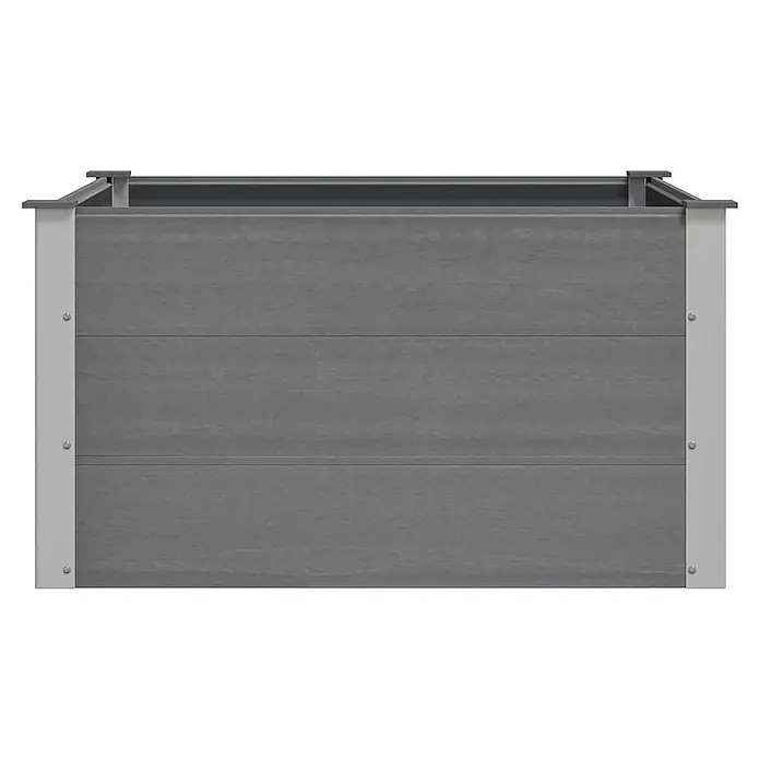 Furnicato Hochbeet - 100 x 100 x 54 cm, Verbundwerkstoff, Grau - Dunkelgraues Hochbeet mit hellgrauen Metalleckstützen.