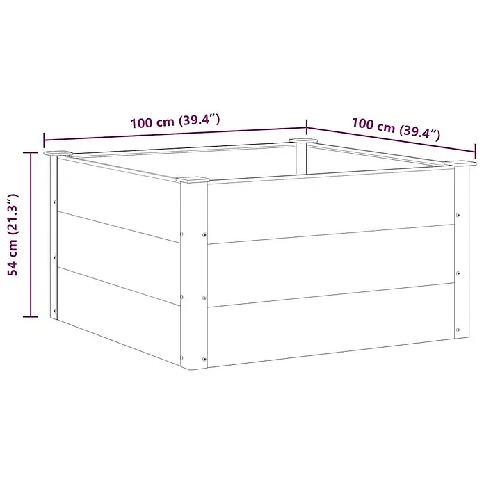 Furnicato Hochbeet - 100 x 100 x 54 cm, Verbundwerkstoff, Grau - Quadratisches Hochbeet, 100x100x54 cm, in Lattenbauweise.