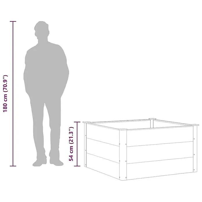 Furnicato Hochbeet - 100 x 100 x 54 cm, Verbundwerkstoff, Grau - Ein Hochbeet, 54 cm (21,3") hoch, im Größenvergleich zu einer 180 cm (70,9") großen Person.