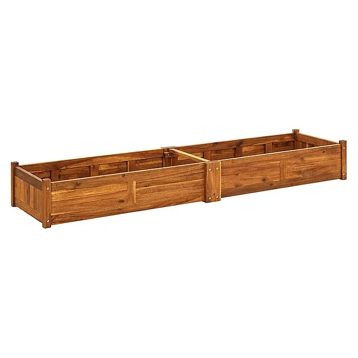 Furnicato Hochbeet - 200 x 50 x 25 cm, Holz, Braun - Langes, braunes Hochbeet aus Holz, bestehend aus zwei verbundenen Sektionen.
