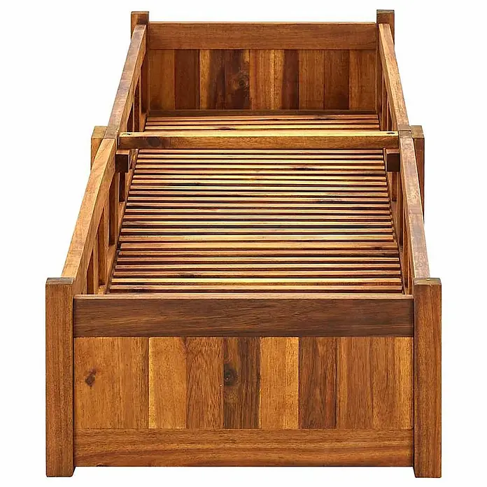 Furnicato Hochbeet - 200 x 50 x 25 cm, Holz, Braun - Braunes Holzbettgestell mit Lattenrost.