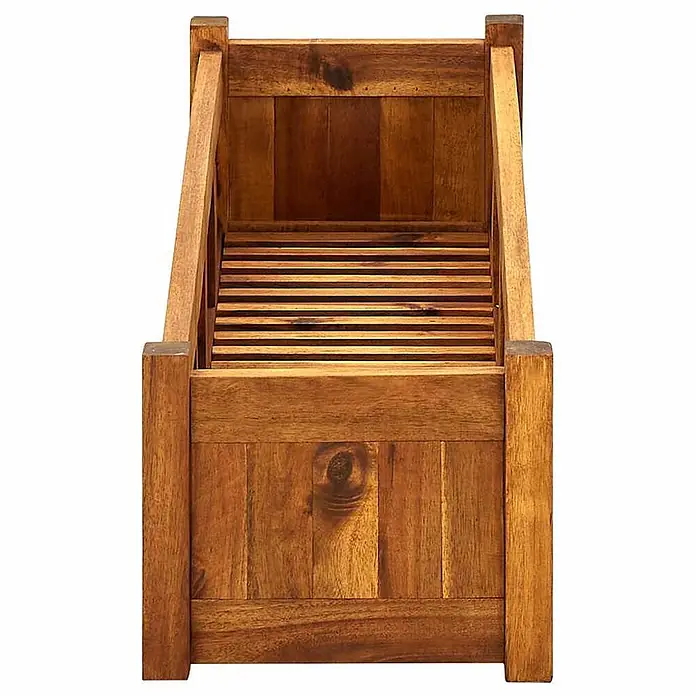 Furnicato Hochbeet Akazienholz geölt - 100 x 30 x 25 cm, Holz, Braun - Rechteckiger brauner Holzpflanzkasten mit Lattenboden.