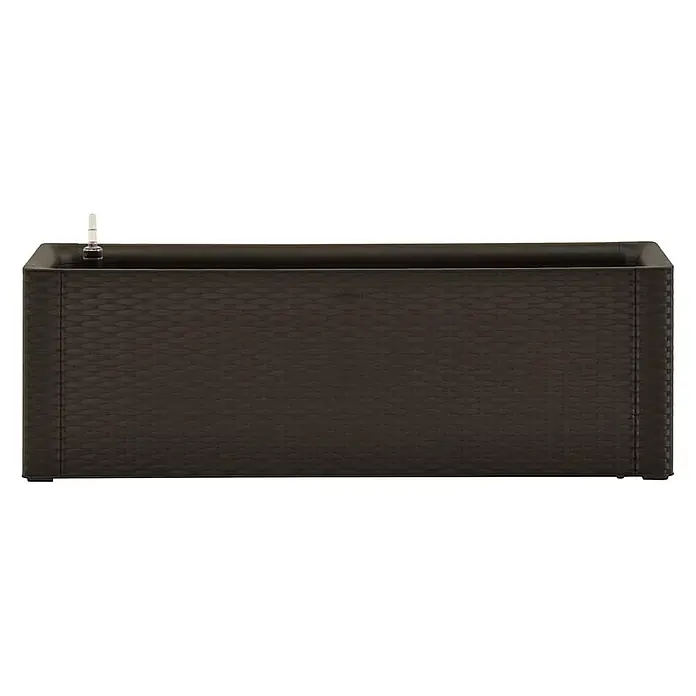 Furnicato Hochbeet - 43 x 100 x 33 cm, Kunststoff, Mokka - Dunkelbrauner Pflanzkasten in Rattan-Optik mit Wasserstandsanzeiger.
