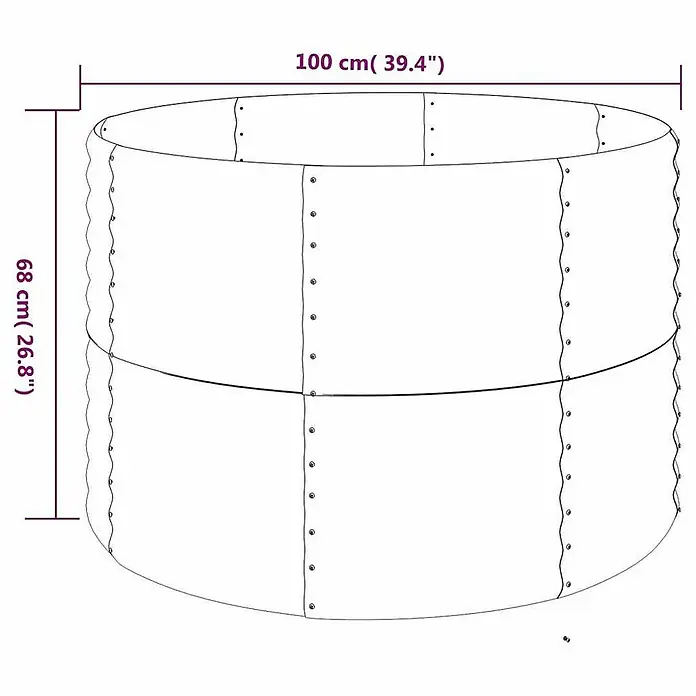 Furnicato Hochbeet - 100 x 100 x 68 cm, Stahl, Grau - Rundes Hochbeet aus Metall, 100 cm Durchmesser, 68 cm hoch.