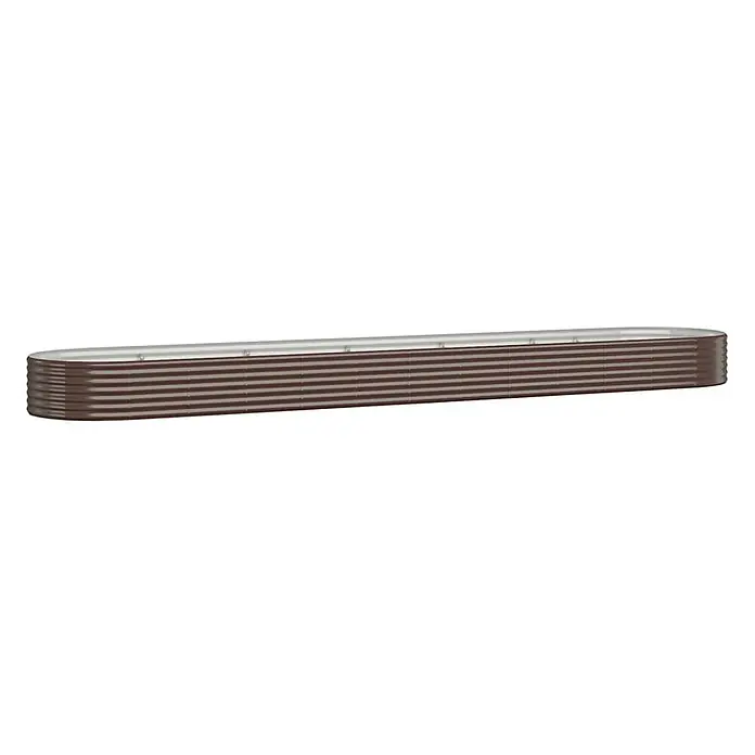 Furnicato Hochbeet - 507 x 100 x 36 cm, Stahl, Braun - Langes ovales dunkelbraunes Hochbeet aus Wellblech mit silbernem Rand.
