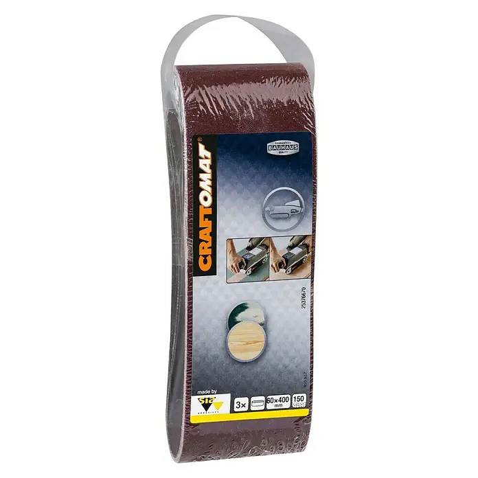 Craftomat Lija de banda - L x An: 400 x 60 mm, Grano: 150, 3 ud. - Banda de lija Craftomat de 60x400mm y grano 150, en un paquete de 3, ideal para trabajos de lijado.