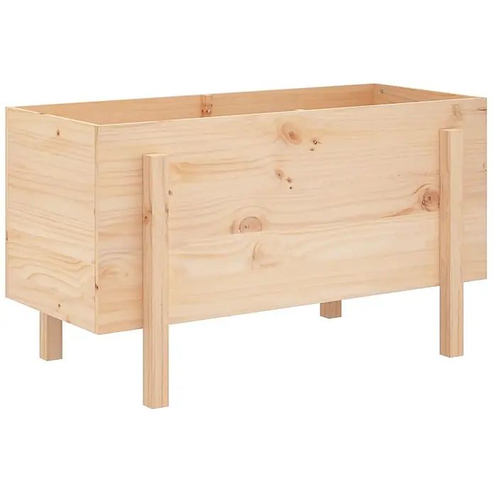 Furnicato Hochbeet - 50 x 101 x 57 cm, Holz, Natürliche Kiefer - Rechteckiger Holz-Pflanzkasten mit Beinen, aus hellem Naturholz gefertigt.