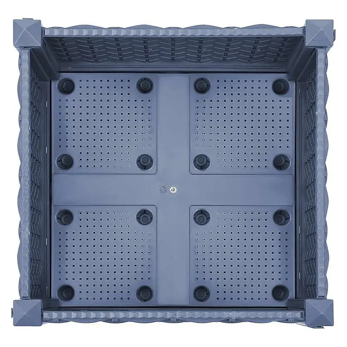 Furnicato Hochbeet - 40 x 40 x 23 cm, Kunststoff, Blaugrau - Dunkelgrauer quadratischer Kunststoffpflanzkübel von oben mit perforiertem Zwischenboden für optimale Drainage und Belüftung.