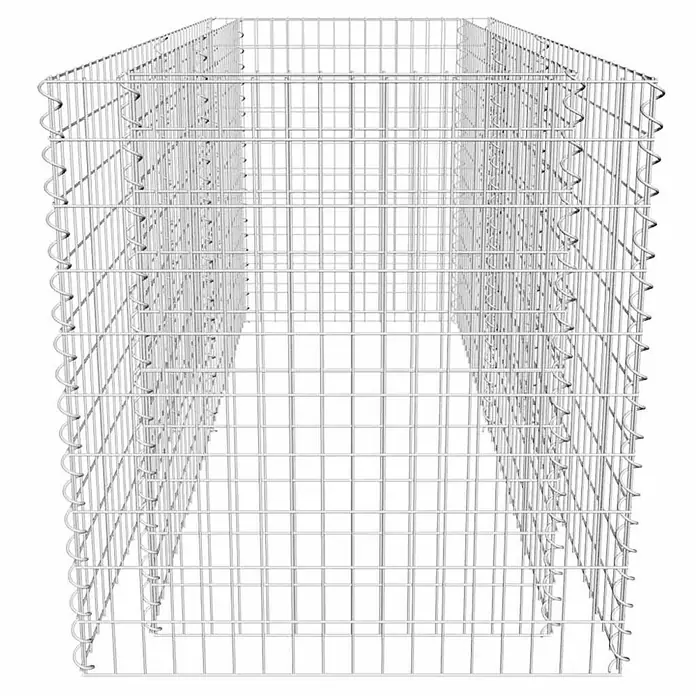 Furnicato Hochbeet - Stahl, Silber - Leerer Gabionenkäfig aus silbernem Metalldraht, bereit zum Befüllen für Gartenmauern oder Landschaftsbau.