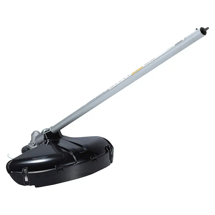 Makita Rasentrimmeraufsatz EM404MP - Passend für: 255 mm Kunststoff-Messerkopf 255 mm, 230 mm Metallschneideblatt oder 420 mm Fadenkopf - Silberner Schaft und dunkelgrauer Rasentrimmer-Aufsatz mit sichtbarem Schneidfaden. Zum Unkrautschneiden.