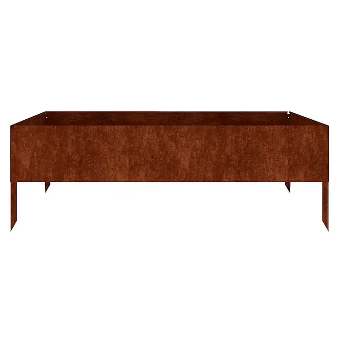 Furnicato Hochbeet - 100 x 100 x 33,5 cm, Stahl, Witterungsbeständiger Stahl/Braun - Rostiges, rechteckiges Hochbeet aus Metall mit Erdspießen.