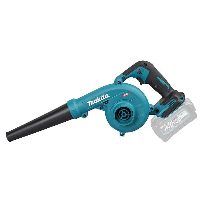 Makita XGT 40V max. Akku-Gebläse UB002GZ01 - 40 V, Ohne Akku, Blasgeschwindigkeit: 99 m/s - Makita Akku-Gebläse in Türkis und Schwarz mit angebrachtem 40V max Li-ion Akku.