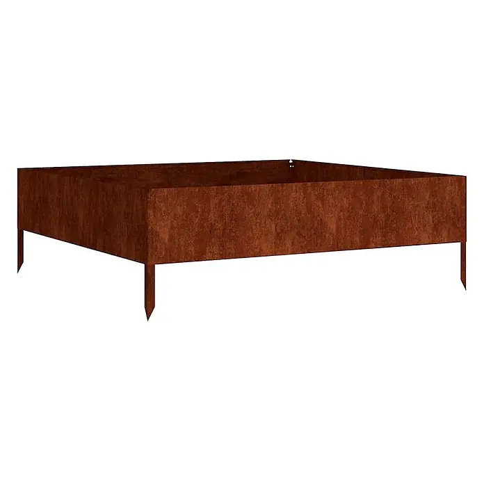Furnicato Hochbeet - 100 x 100 x 33,5 cm, Stahl, Witterungsbeständiger Stahl/Braun - Quadratisches, rostbraunes Hochbeet aus Metall mit Erdspießen.