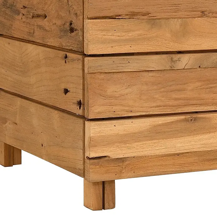 Furnicato Hochbeet - 40 x 50 x 38 cm, Holz, Braun - Rustikaler rechteckiger Pflanzkübel aus hellbraunen Altholzbrettern mit kurzen Füßen.