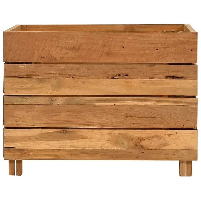 Furnicato Hochbeet - 40 x 50 x 38 cm, Holz, Braun - Rechteckiger Pflanzkasten mit kleinen Füßen aus hellbraunen Holzlatten, für Pflanzen oder Blumen.
