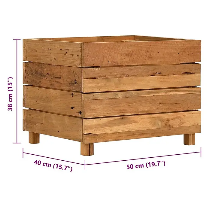 Furnicato Hochbeet - 40 x 50 x 38 cm, Holz, Braun - Holzbepflanzer aus hellbraunen Altholzbohlen.