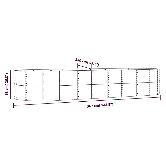 Furnicato Hochbeet - 367 x 140 x 68 cm, Stahl, Braun - Ovales Hochbeet aus Metall, 367x140x68 cm.
