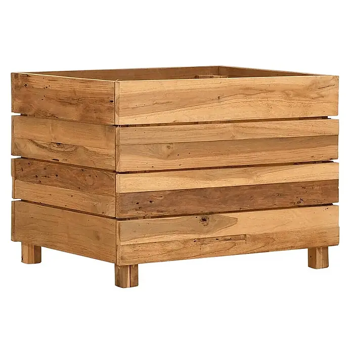 Furnicato Hochbeet - 40 x 50 x 38 cm, Holz, Braun - Quadratischer Pflanzenkübel aus Altholzlatten in verschiedenen Naturtönen, mit kleinen Füßen.