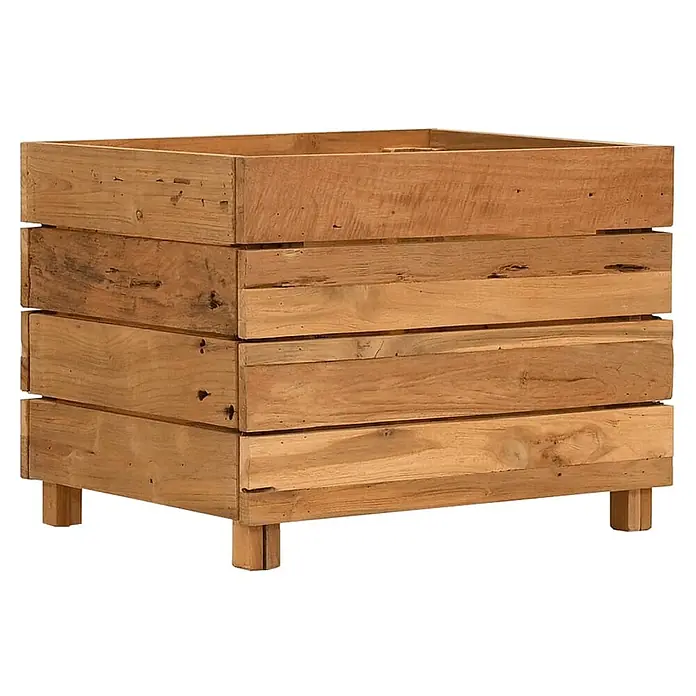 Furnicato Hochbeet - 40 x 50 x 38 cm, Holz, Braun - Rustikaler Blumenkasten aus recyceltem Holz, naturfarben, auf kurzen Beinen.