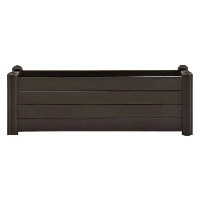 Furnicato Hochbeet - 100 x 43 x 35 cm, Kunststoff, Mokka - Dunkelbrauner rechteckiger Pflanzkübel mit Lamellenwänden und abgerundeten Eckpfosten.