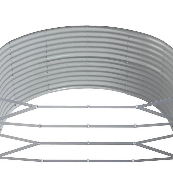 Furnicato Hochbeet - 212 x 140 x 68 cm, Stahl, Grau - Rundes, geriffeltes Hochbeet aus silbernem Metall mit internen Stützstangen.