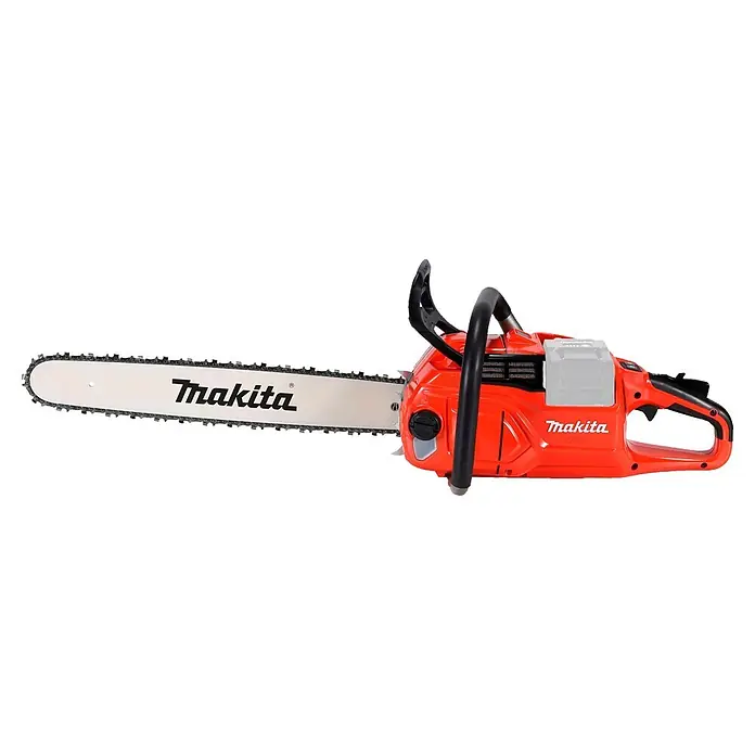 Makita XGT 40V max. Akku-Kettensäge UC030GZ03 - 40 V, Ohne Akku, Schwertlänge: 50 cm - Rot-schwarze Makita Akku-Kettensäge mit silberner Schiene.