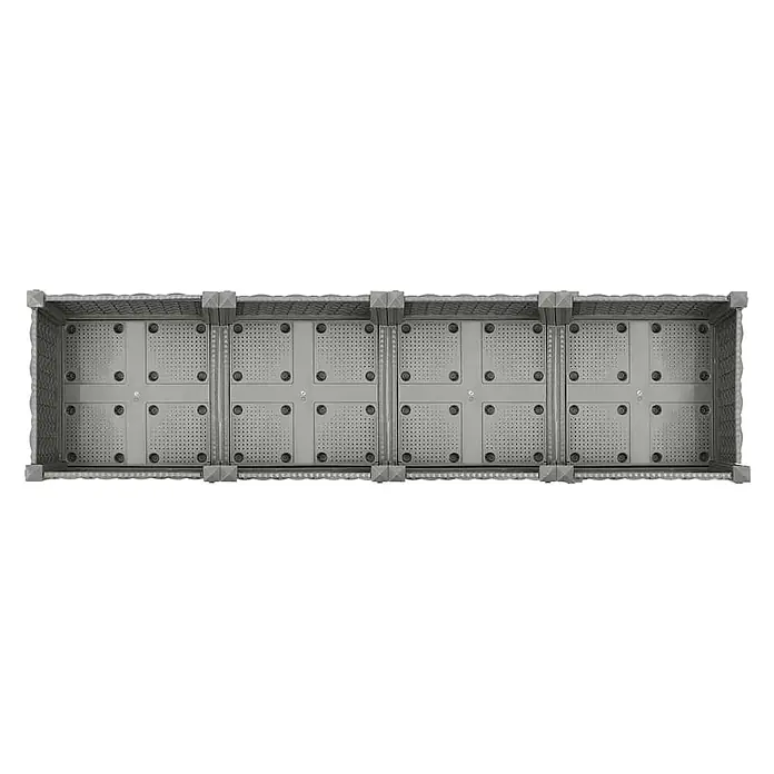 Furnicato Hochbeet - 160 x 40 x 23 cm, Kunststoff, Hellgrau - Graues, modulares Hochbeet aus Kunststoff, Draufsicht, mit perforierten Innenpaneelen.