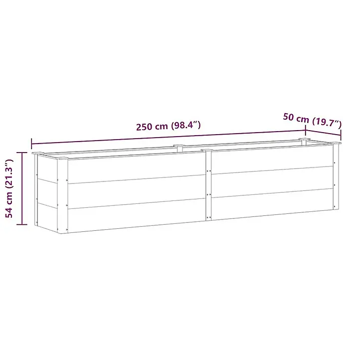 Furnicato Hochbeet - 50 x 250 x 54 cm, Verbundwerkstoff, Grau - Langer, rechteckiger Pflanzkasten aus Holz, 250 cm lang, 54 cm hoch, 50 cm breit.