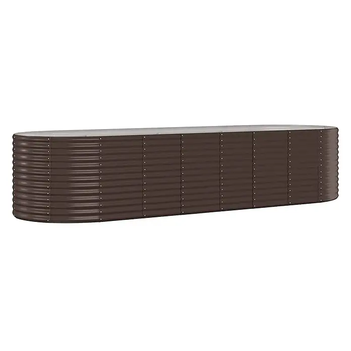 Furnicato Hochbeet - 322 x 100 x 68 cm, Stahl, Braun - Langes, dunkelbraunes Hochbeet aus Wellblech mit hellem Rand.