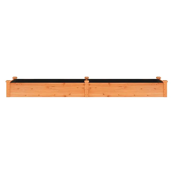 Furnicato Hochbeet - 60 x 240 x 25 cm, Holz, Braun - Zwei miteinander verbundene Hochbeete aus Naturholz mit schwarzen Pflanzsäcken.