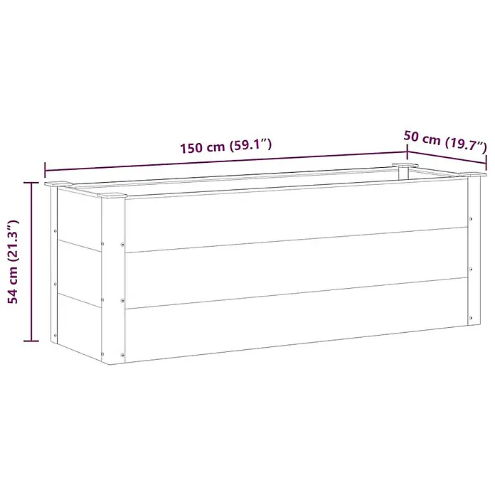 Furnicato Hochbeet - 150 x 50 x 54 cm, Verbundwerkstoff, Grau - Rechteckiger Pflanzkasten mit Maßen: 150 cm (59,1") L x 50 cm (19,7") B x 54 cm (21,3") H.