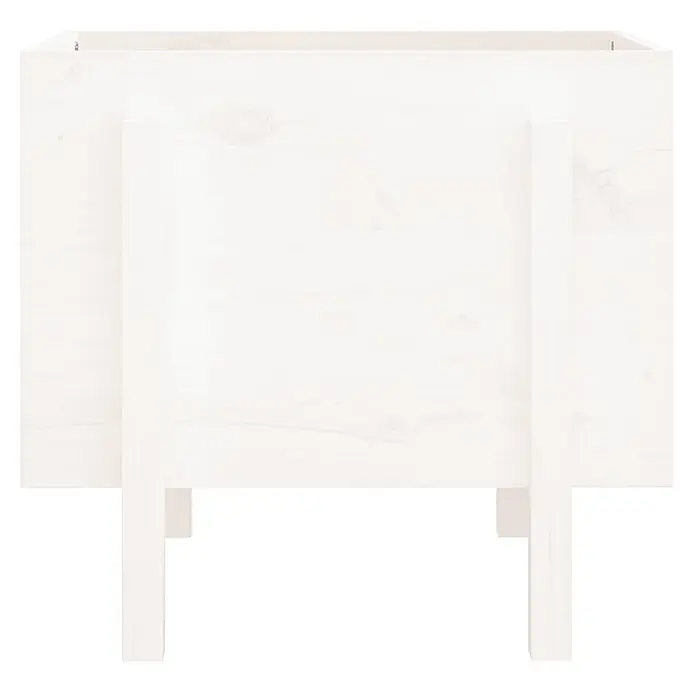 Furnicato Hochbeet - 50 x 62 x 57 cm, Holz, Weiße Kiefer - Weißer Holzpflanzkasten mit integrierten Beinen, Maserung sichtbar.