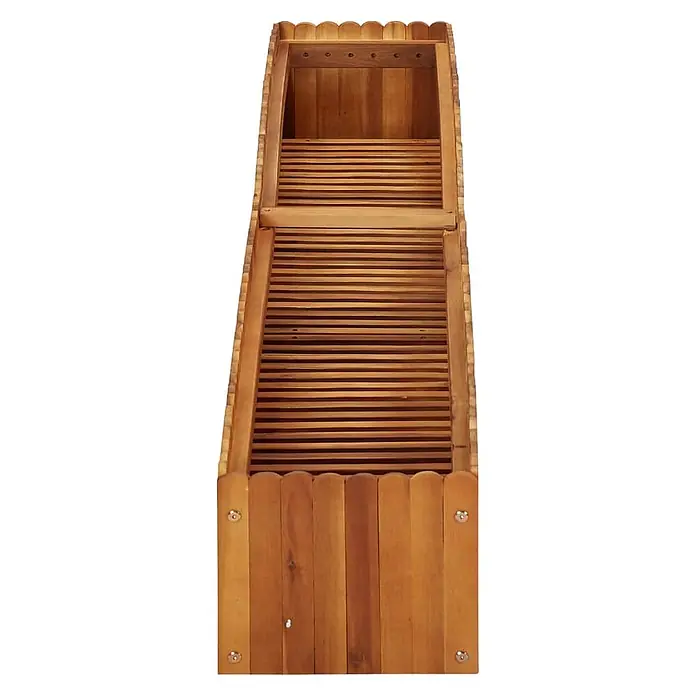 Furnicato Hochbeet Akazienholz geölt - 200 x 30 x 25 cm, Holz, Braun - Mehrstöckiger Blumenkasten aus Holz mit Lattenböden und einem dekorativen Oberteil.